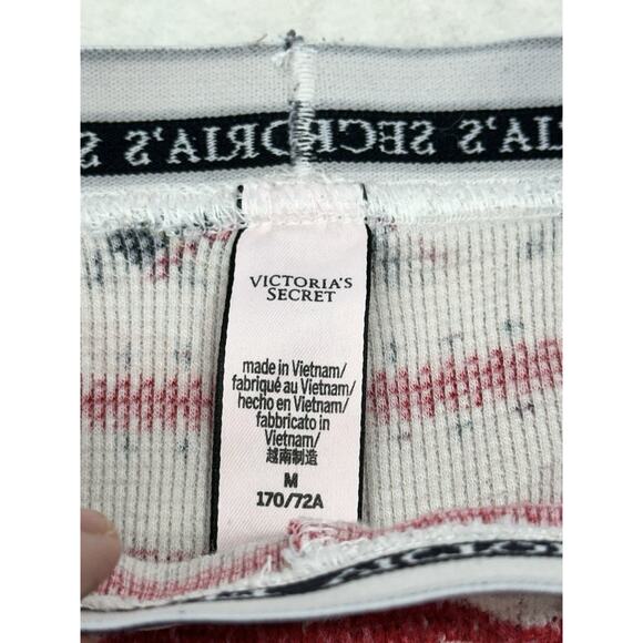 Victorias Secret Womens Medium Fireside Thermal Pajama Set Red Fair Isle - Picture 3 of 12